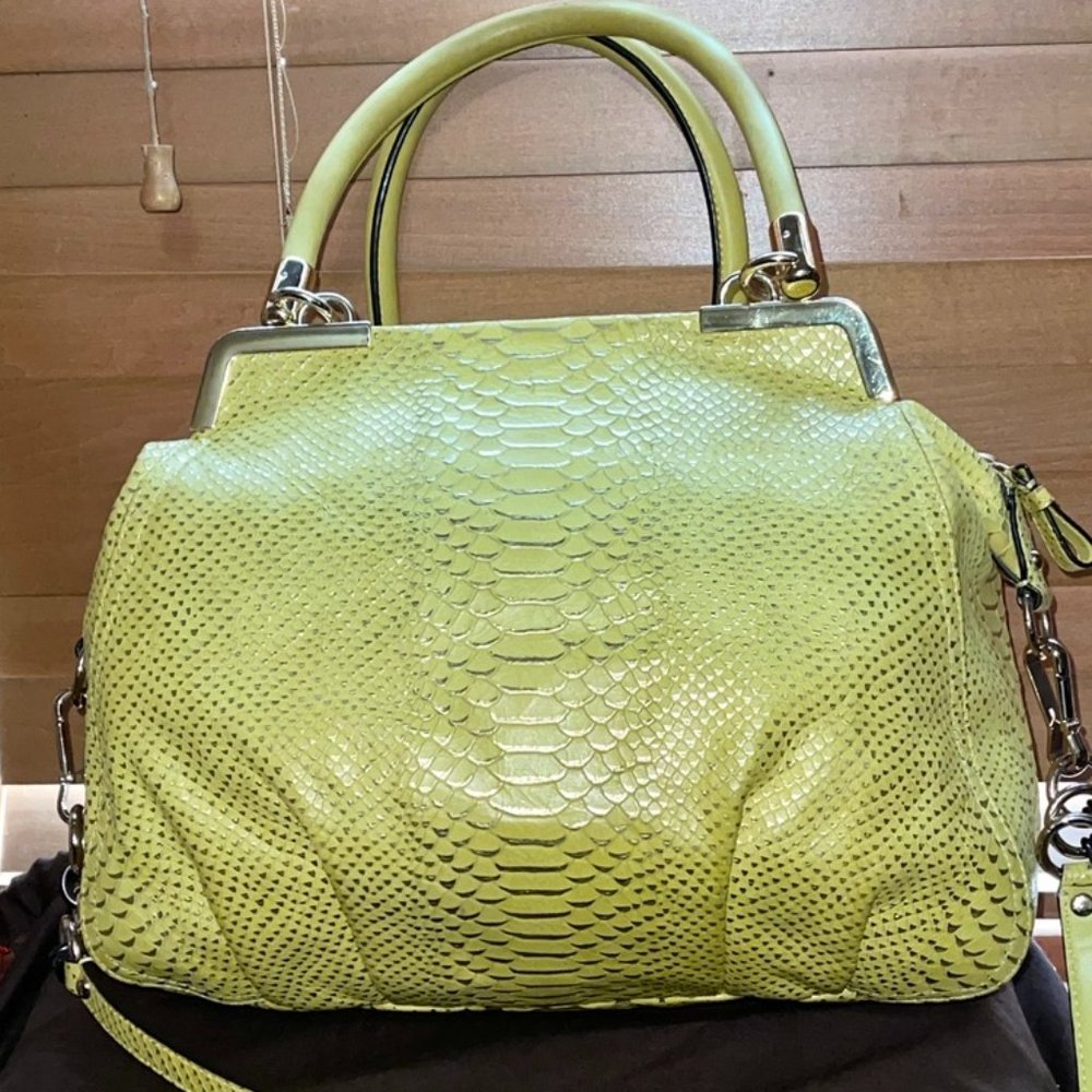 Coach Madison Pinnacle Embossed Python Lilly Yell… - image 2